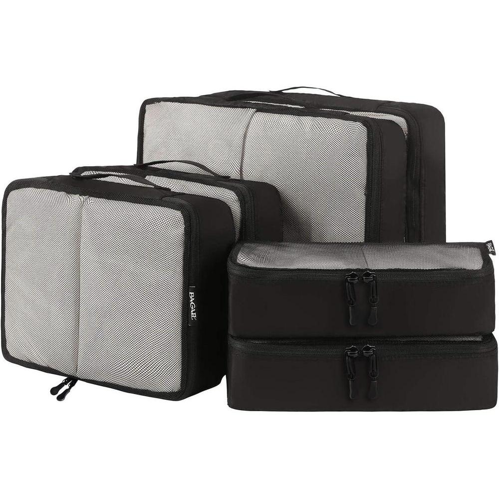 BAGAIL 6 Set Packing Cubes,Travel Luggage Packing Organizers(6Set Black Net)