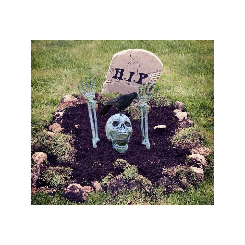 Estacas de esqueleto AISENO para decoración de Halloween en jardín con manos de zombi y cráneos, para escenas de cementerio