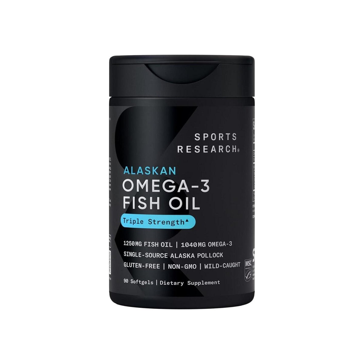 Omega-3 Aceite de Pescado Suplemento Triple Fuerza de Pollock de Alaska Libre de GMO y Soja 90 Cápsulas