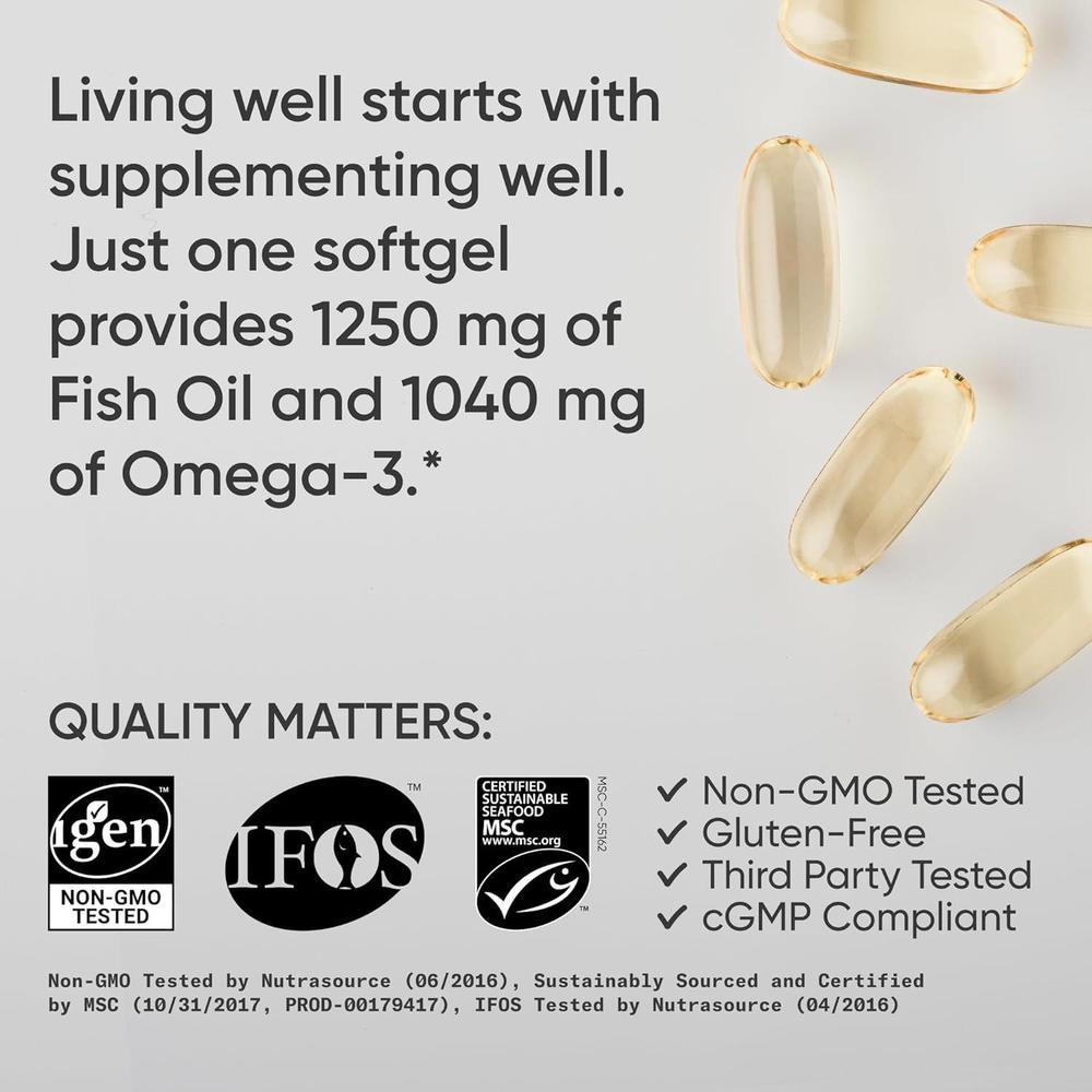 Omega-3 Aceite de Pescado Suplemento Triple Fuerza de Pollock de Alaska Libre de GMO y Soja 90 Cápsulas