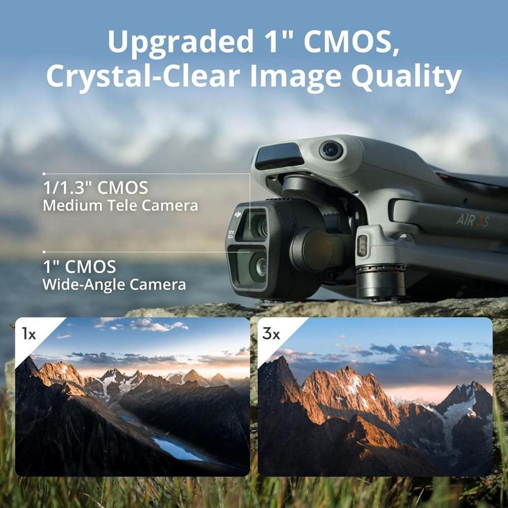 DJI Air 3S Combo Fly More con RC-N3 y cámara CMOS, video HDR 4K, detección de obstáculos y tres baterías incluidas
