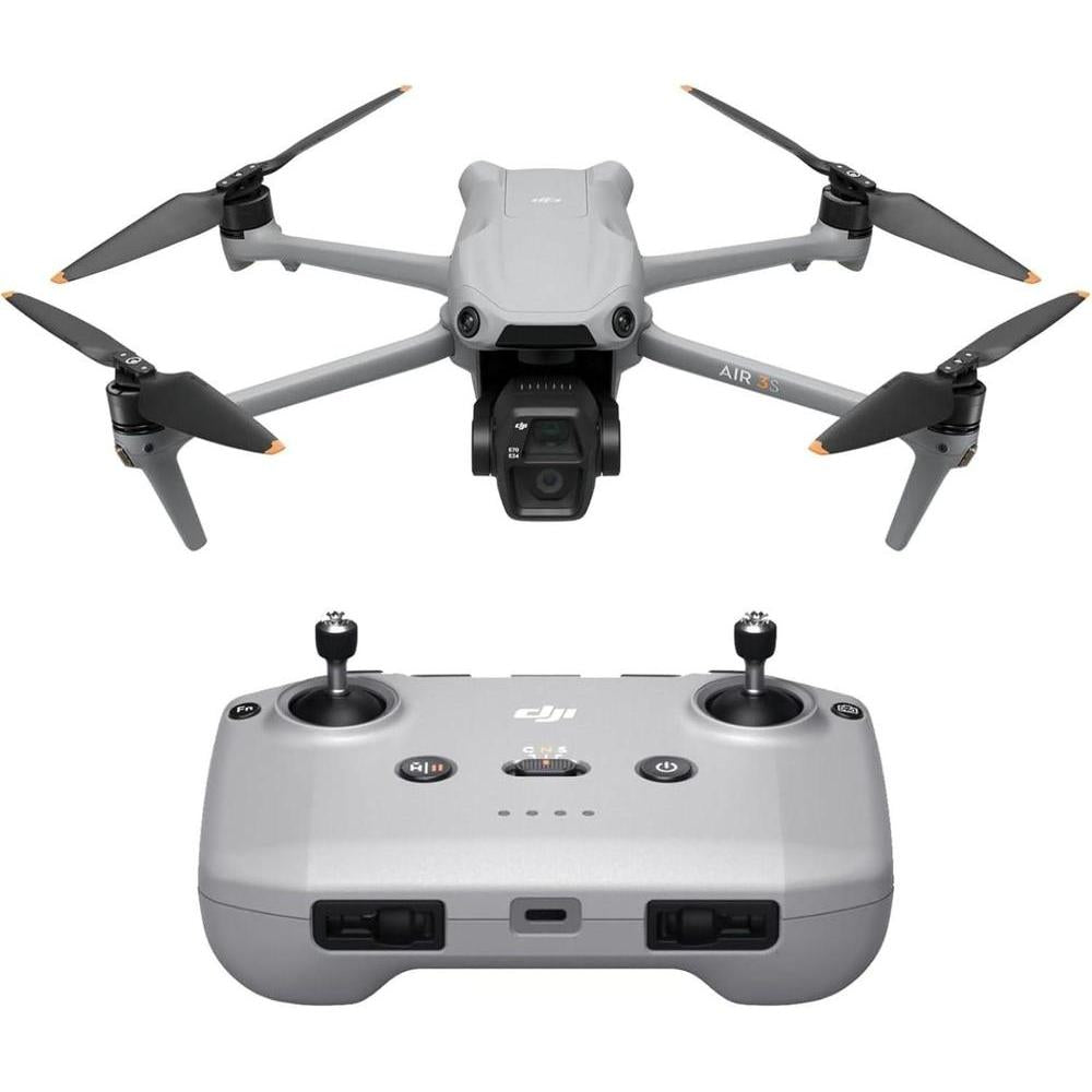 DJI Air 3S (RC-N3), Drone with Camera 4K, Dual-Camera Drone with 1" CMOS Wide-Angle Camera, 4K/60fps HDR Video & 14 Stops of Dynamic Range, 45-Min Max Flight Time, 20km Transmission Range