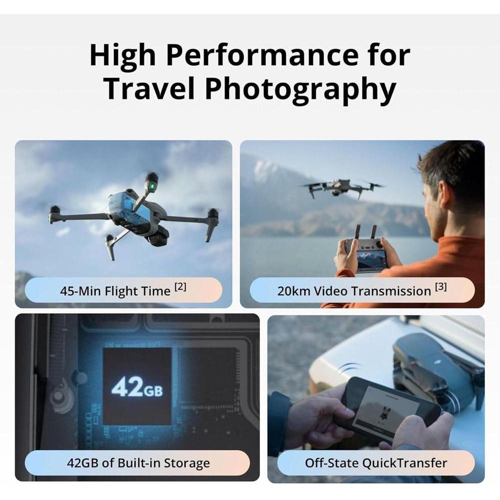 Dron DJI Air 3S (RC-N3) cámara dual CMOS 1" video HDR 4K/60fps con rango dinámico de 14 paradas, vuelo hasta 45 min