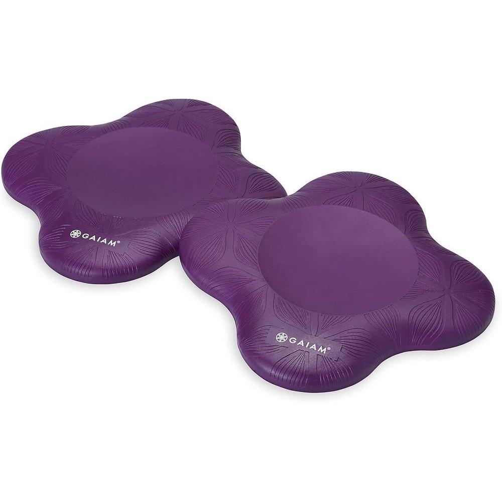 Gaiam Yoga Knee Pads (Set of 2) - Yoga Props and Accessories for Women / Men Cushions Knees and Elbows for Fitness, Travel, Meditation, Kneeling, Balance, Floor, Pilates Purple