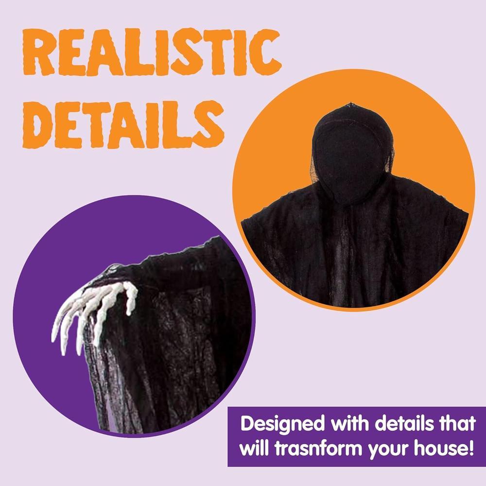JOYIN Decoración de Halloween de 160 cm para exteriores, decoración de fantasma colgante sin cara oscura en bata de terror negra