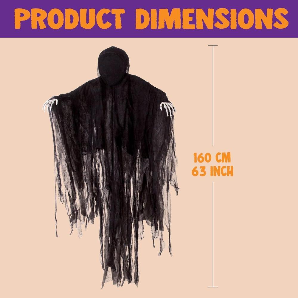 JOYIN Decoración de Halloween de 160 cm para exteriores, decoración de fantasma colgante sin cara oscura en bata de terror negra
