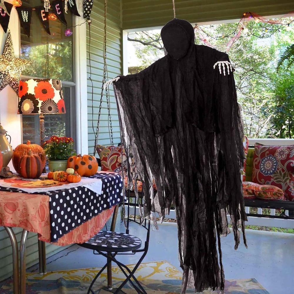 JOYIN Decoración de Halloween de 160 cm para exteriores, decoración de fantasma colgante sin cara oscura en bata de terror negra