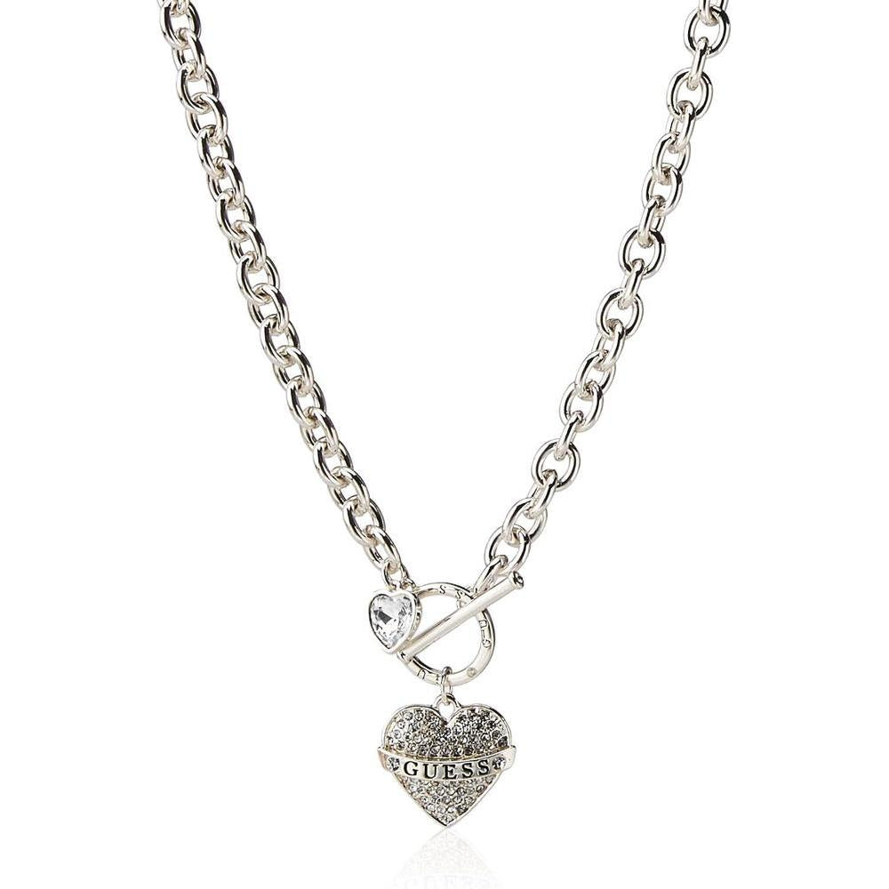 GUESS Women's Toggle Logo Charm Necklace, Silver, One Size