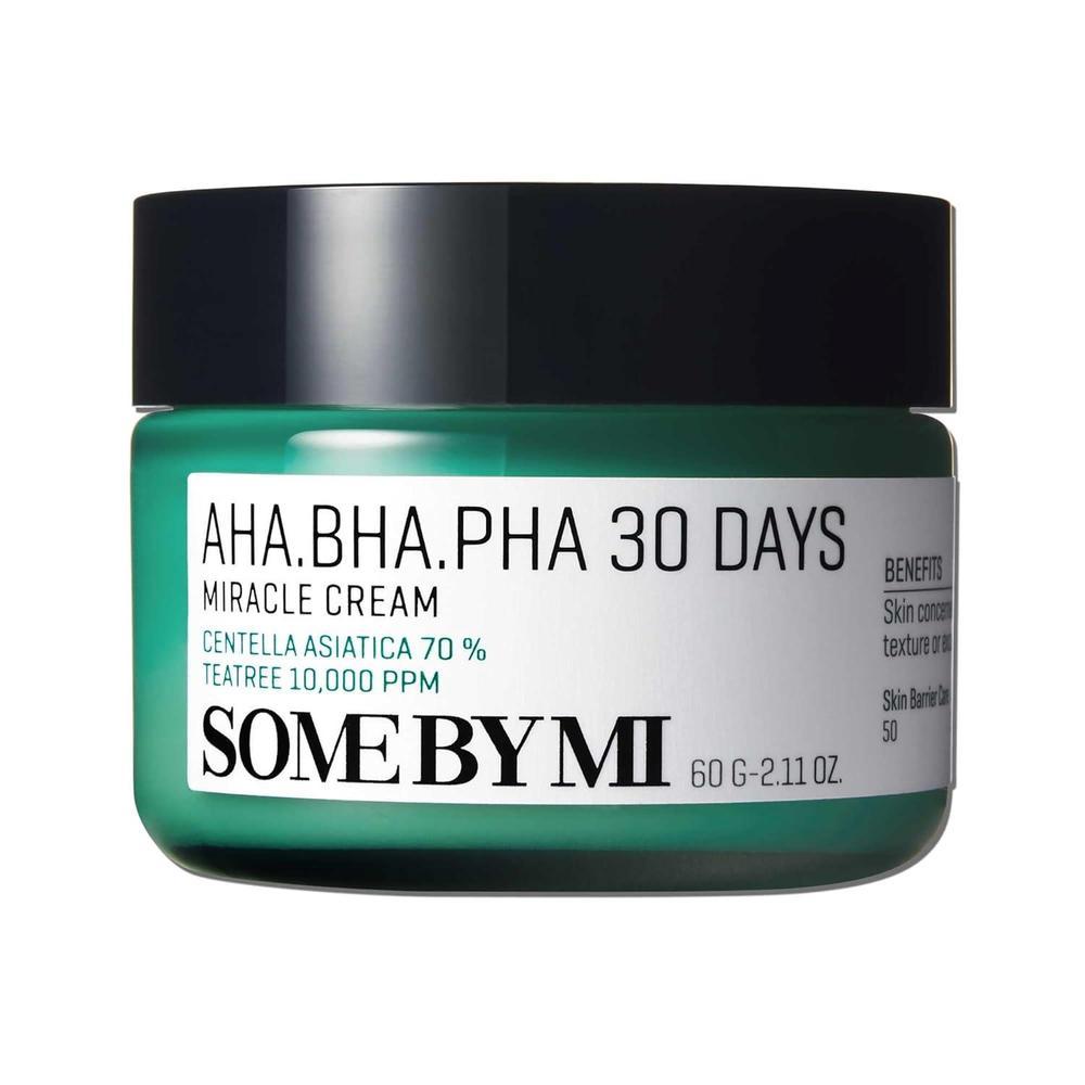SOME BY MI AHA BHA PHA 30 Days Miracle Cream - 2.02 onzas, 2.0 fl oz - Crema hidratante facial exfoliante suave y centella para todo tipo de piel, crema facial calmante y aclarante diaria, cuidado coreano de la piel