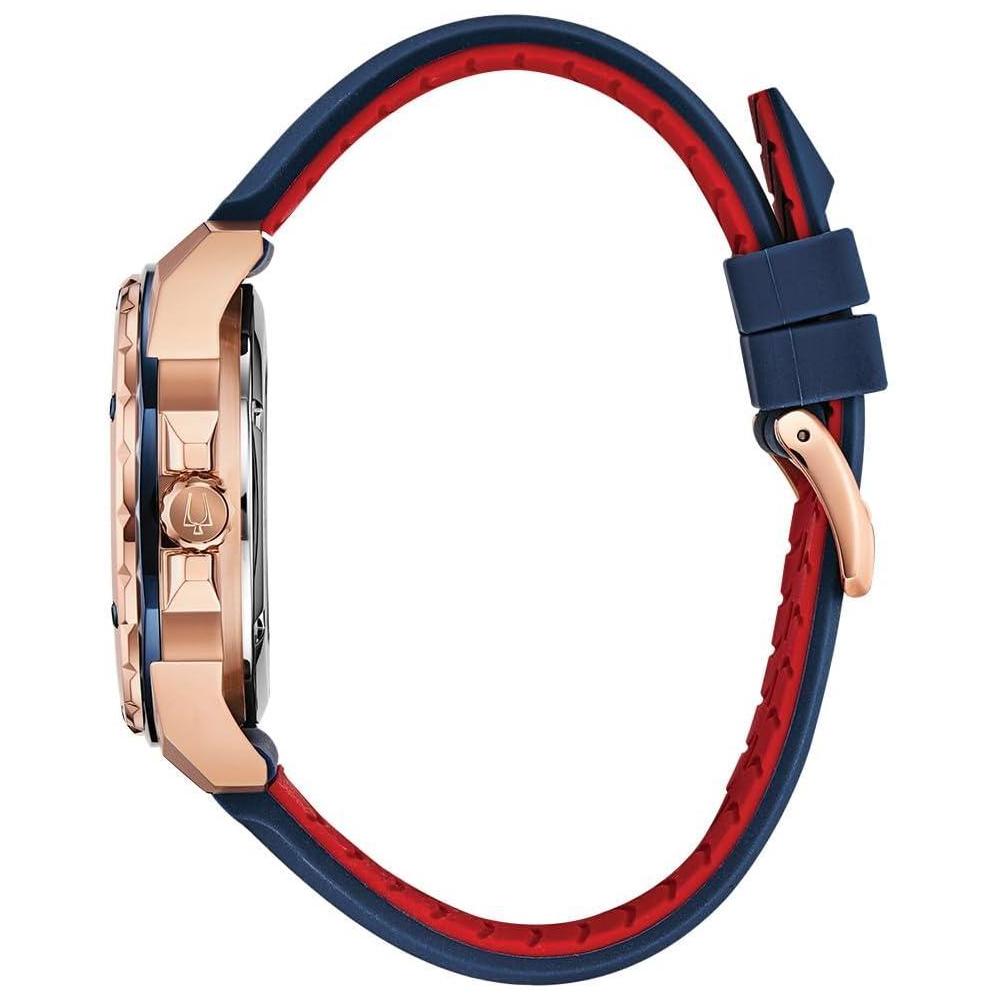 Bulova Reloj Automático Marine Star Esfera Azul para Hombre con Acabado Oro Rosa