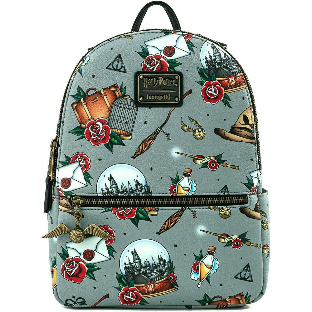 Loungefly Harry Potter Tattoo All Over Print Womens Double Strap Shoulder Bag Purse