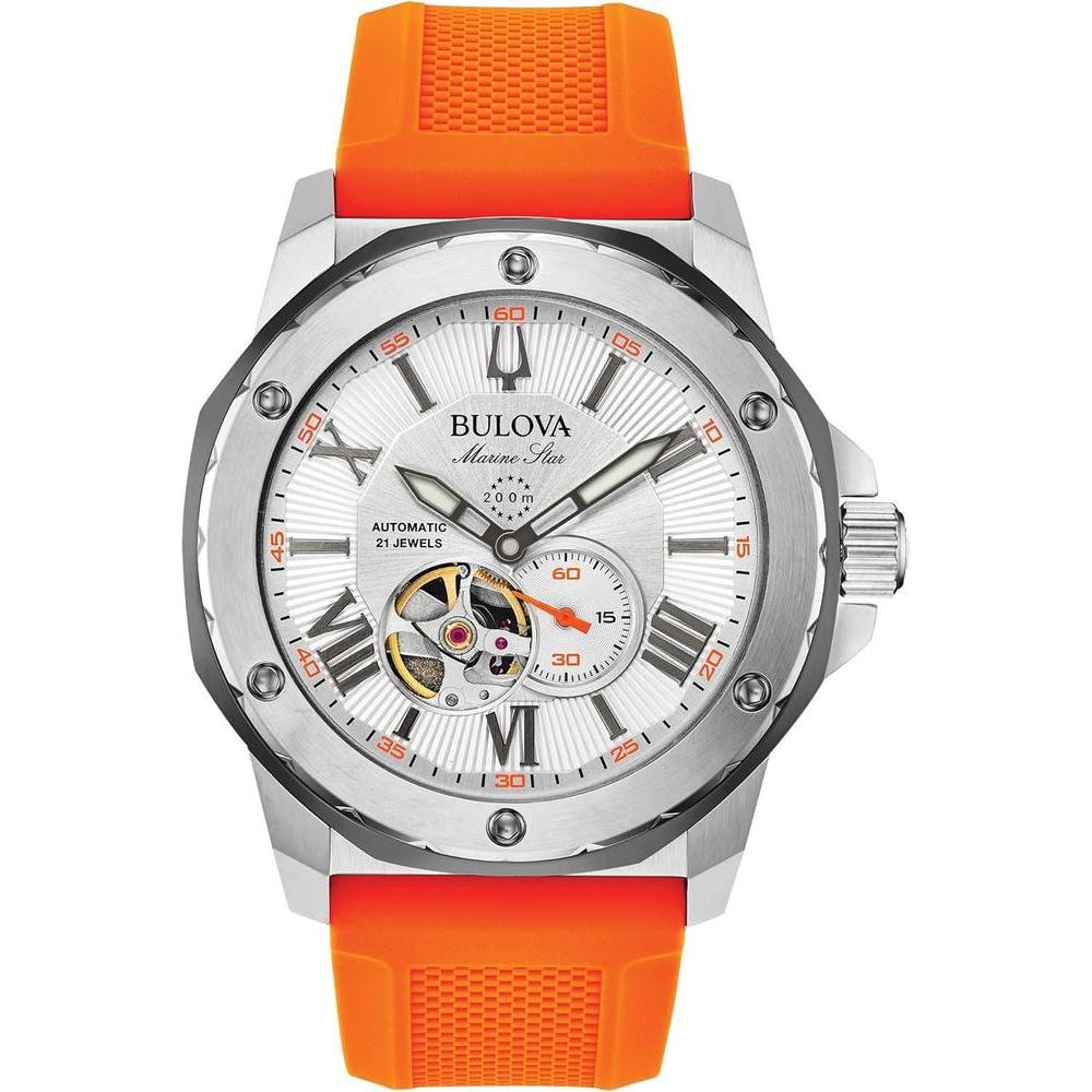 Bulova Men's Marine Star 'Series A' Automatic Watch with Orange Silicone Strap Style: 98A226