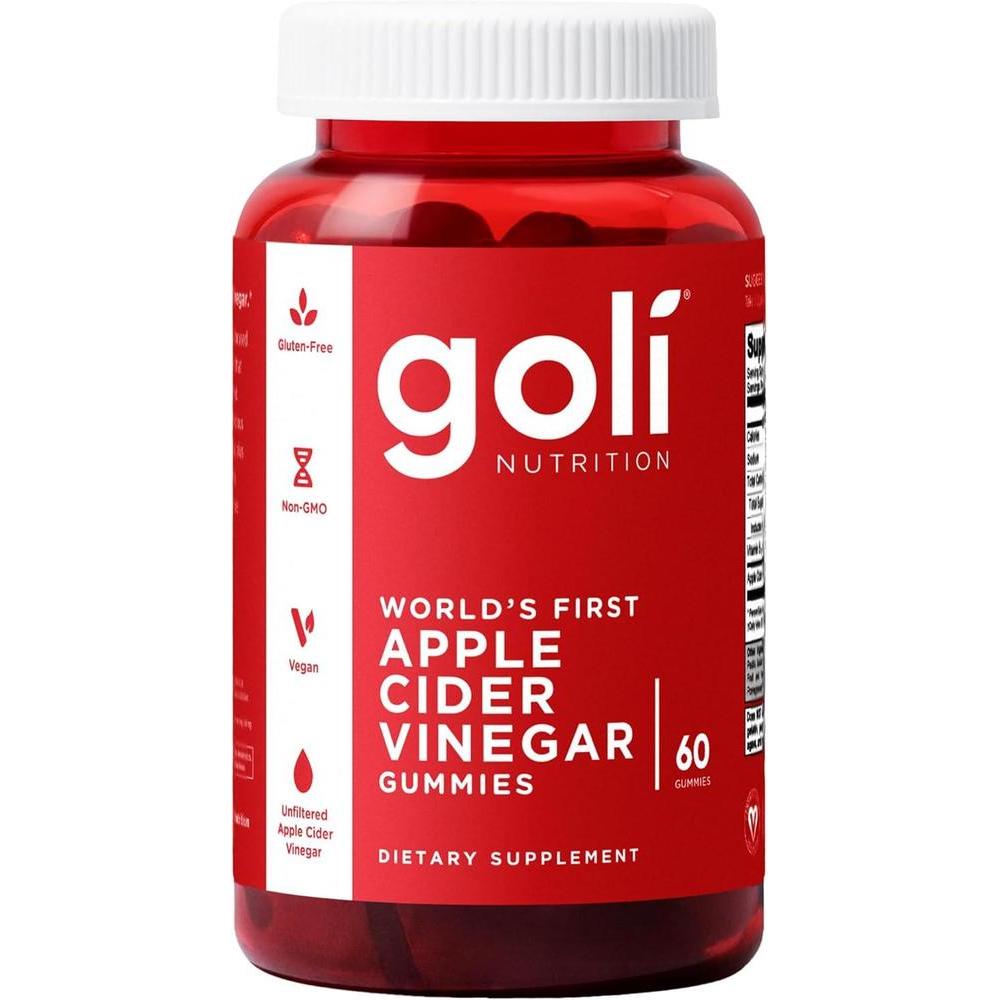 Goli Vitaminas Gomosas de Vinagre de Sidra de Manzana - 60 Unidades - Vitamina B12, Sin Gelatina, Sin Gluten, Veganas y Sin OGM
