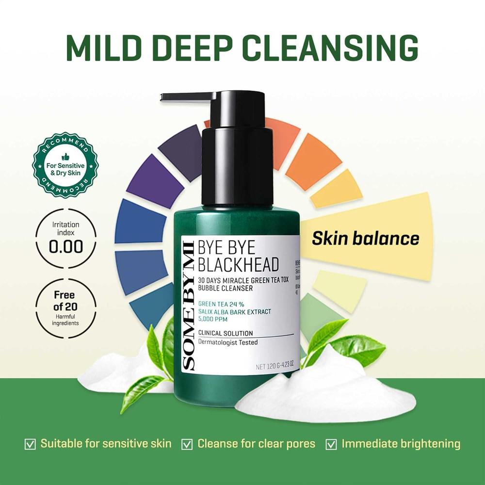 SOME BY MI Limpiador Facial Milagro 30 Días con Té Verde Desintoxicante, Refrescante y Minimizador de Poros