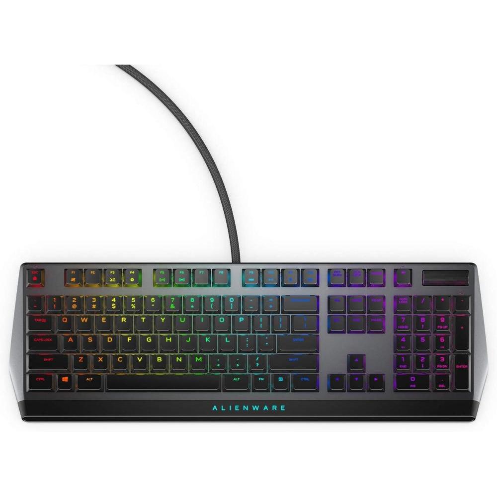 Alienware Low-Profile RGB Gaming Keyboard AW510K, AlienFx Per Key RGB LED Color Backlighting, Media CONTROLS & USB Passthrough, Cherry MX Low Profile Red Switches
