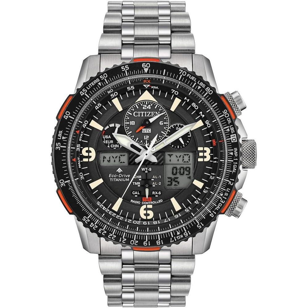 Citizen Men's Promaster Air Skyhawk Eco-Drive Super Titanium™ Watch, Atomic Timkeeping Technology, Power Reserve Indicator, Luminous, Anti-Reflective Crystal, 45mm (Model: JY8108-53E)