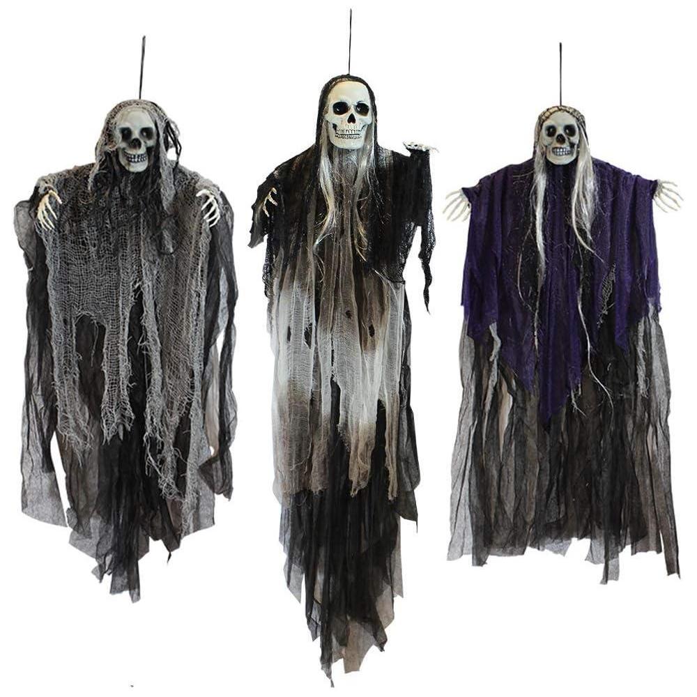 JOYIN 3 Pack Hanging Halloween Skeleton Ghosts Decorations, Grim Reapers for Best Halloween Outdoor Decorations