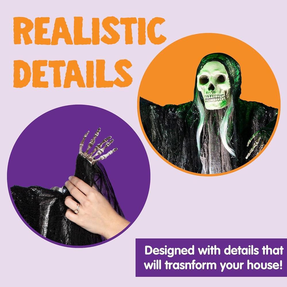 JOYIN decoraciones colgantes de esqueletos de Halloween, paquete de 3, brazos ajustables y material duradero para exteriores