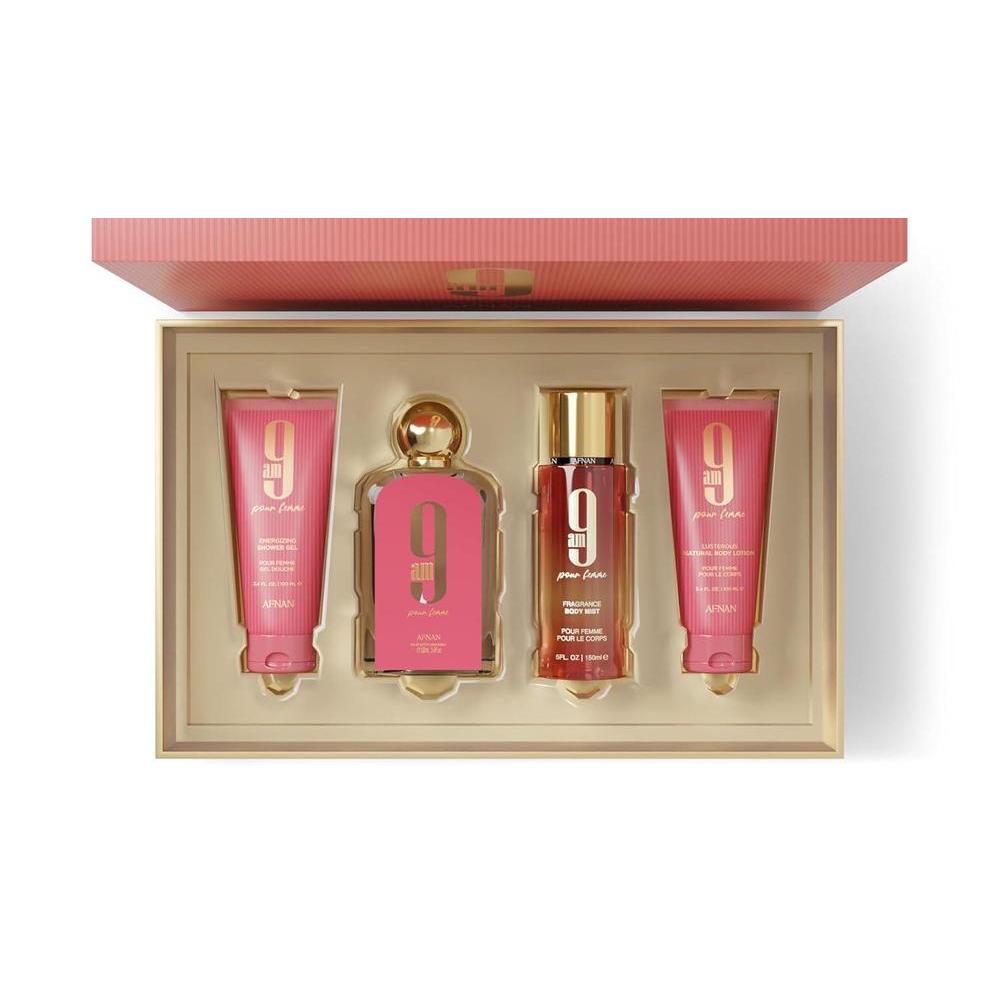 Afnan 9 AM Pour Femme 4-Piece Luxury Gift Set – Eau De Parfum