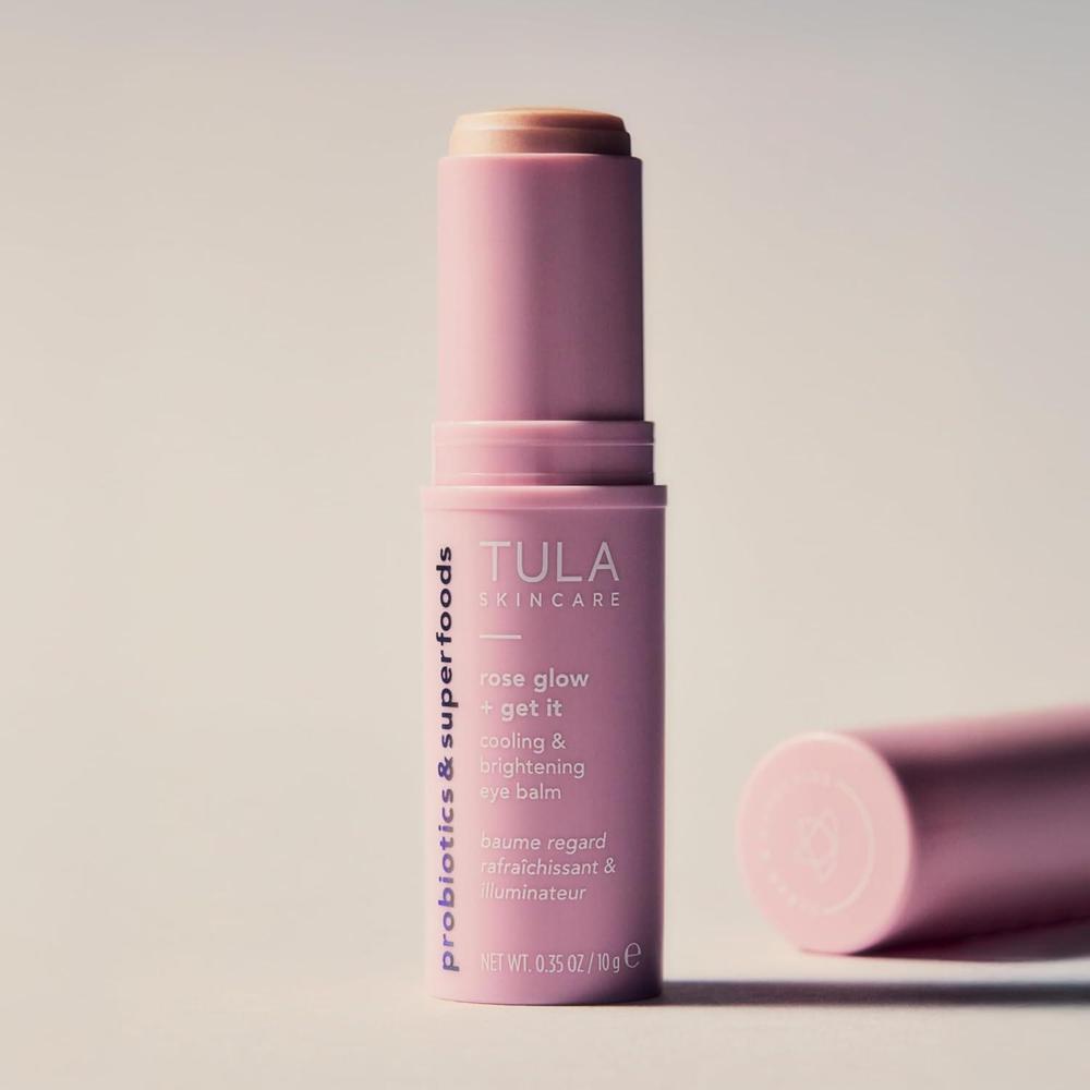 TULA Skin Care Bálsamo para ojos Rose Glow - Tratamiento de círculos oscuros, hidrata e ilumina instantáneamente