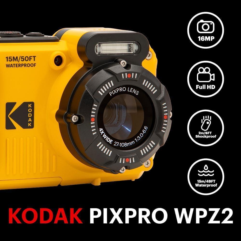 KODAK PIXPRO WPZ2: Cámara digital resistente, impermeable, a prueba de golpes y polvo con WiFi, 16 MP, video Full HD