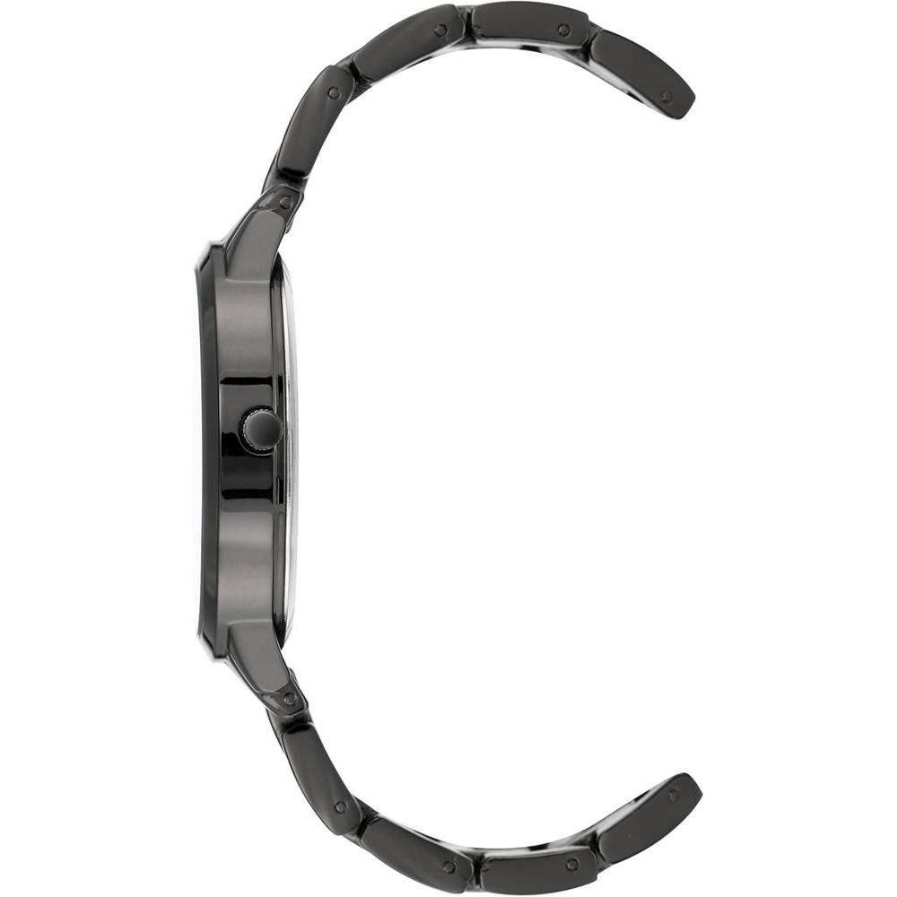 Nine West Reloj de pulsera Gunmetal elegante para mujer con pulsera metálica y esfera analógica