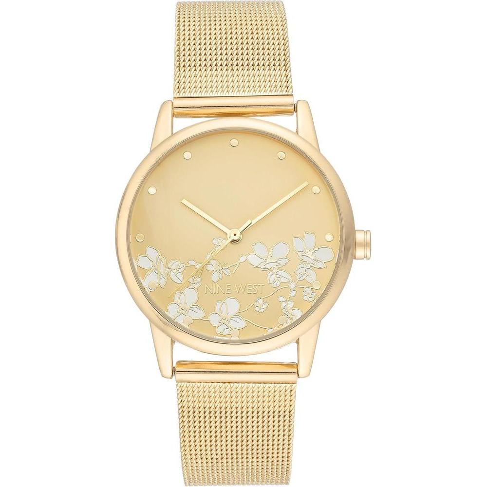 Nine West Women's Floral Dial Mesh Bracelet Watch