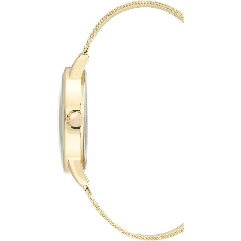 Reloj de pulsera para mujer Nine West en dorado con acero inoxidable, cristal resistente y diseño floral elegante