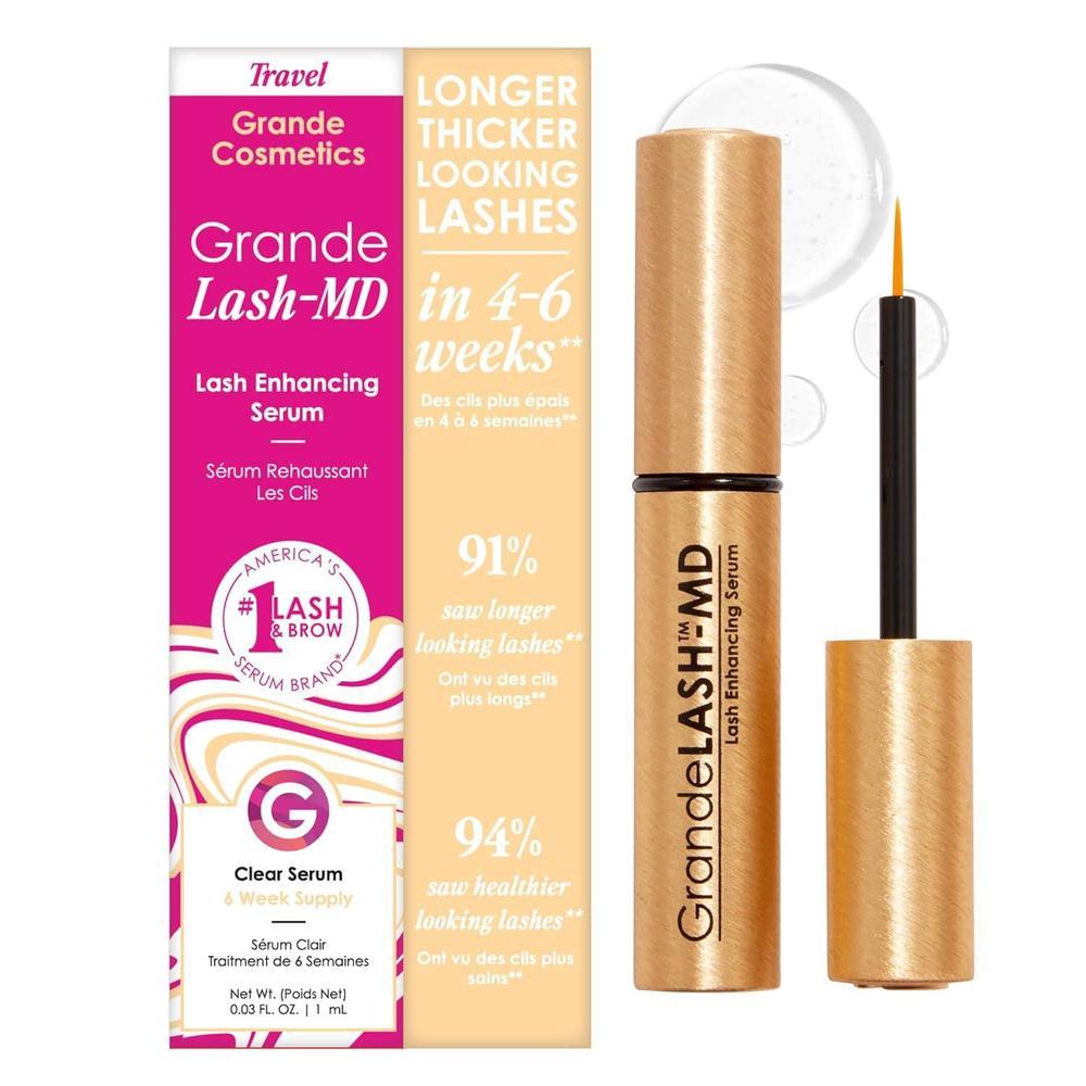 Grande Cosmetics GrandeLASH-MD Suero Potenciador de Pestañas - Fórmula Infundida con Péptidos y Vitaminas para Pestañas más Largas, Gruesas y de Aspecto más Completo - Probado por Oftalmólogos, Sin