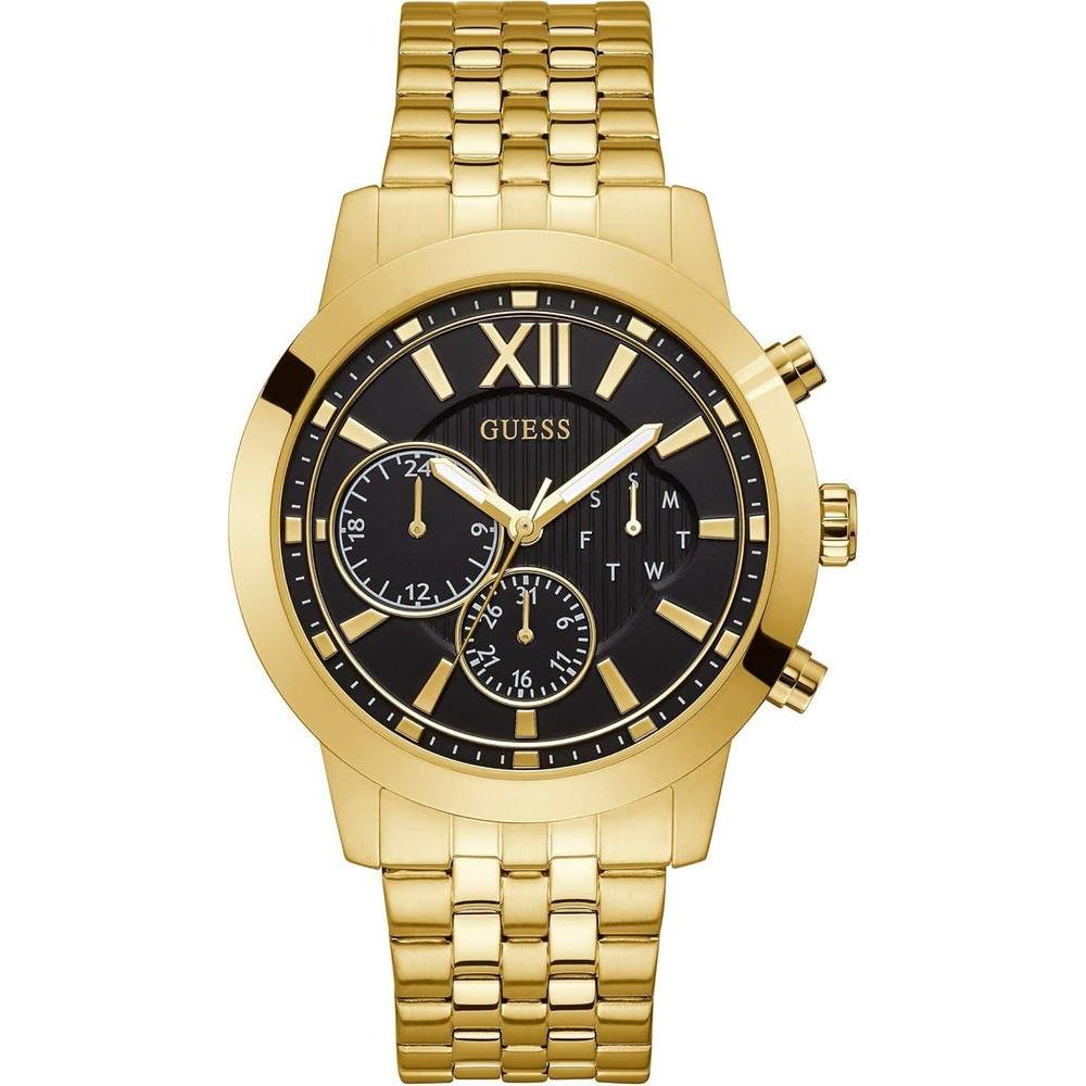 GUESS Women's Gold-Tone + Black Multifunction Steel Bracelet Watch