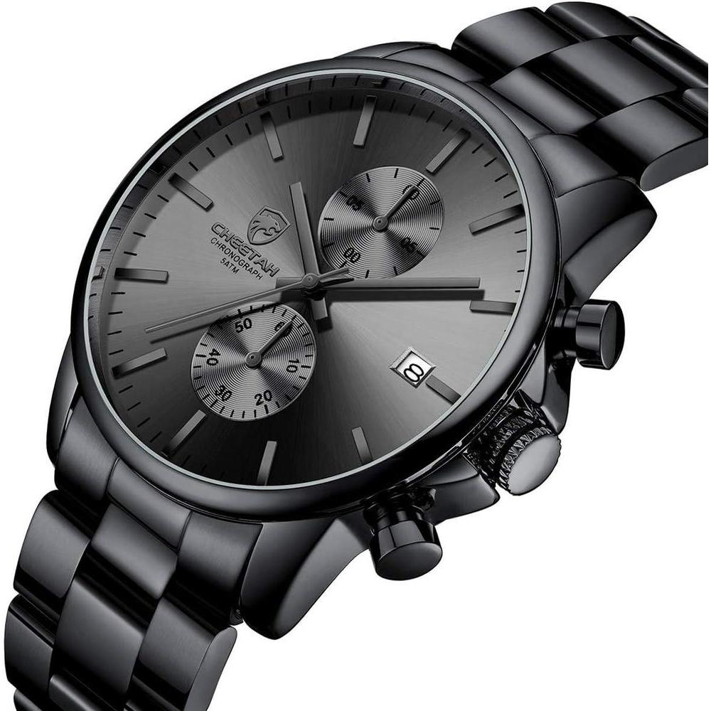 Reloj cronógrafo para hombre GOLDEN HOUR, acero inoxidable, resistente al agua, movimiento de cuarzo y fecha automática