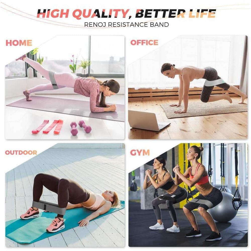 Renoj Bandas de resistencia para entrenamiento de ejercicio, juego de 3 bandas elásticas antideslizantes para glúteos y piernas