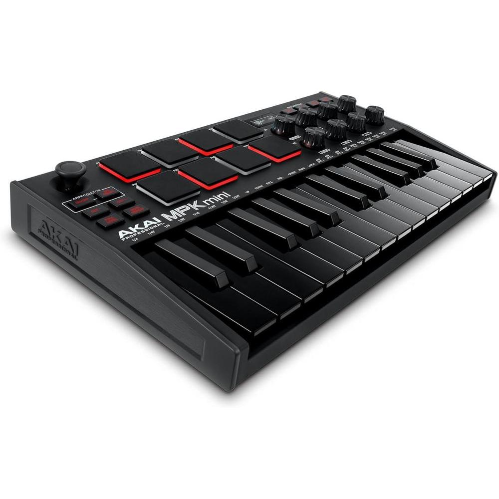 AKAI Professional MPK Mini MK3 - 25 Key USB MIDI Keyboard Controller With 8 Backlit Drum Pads, 8 Knobs and Music Production Software included, Black