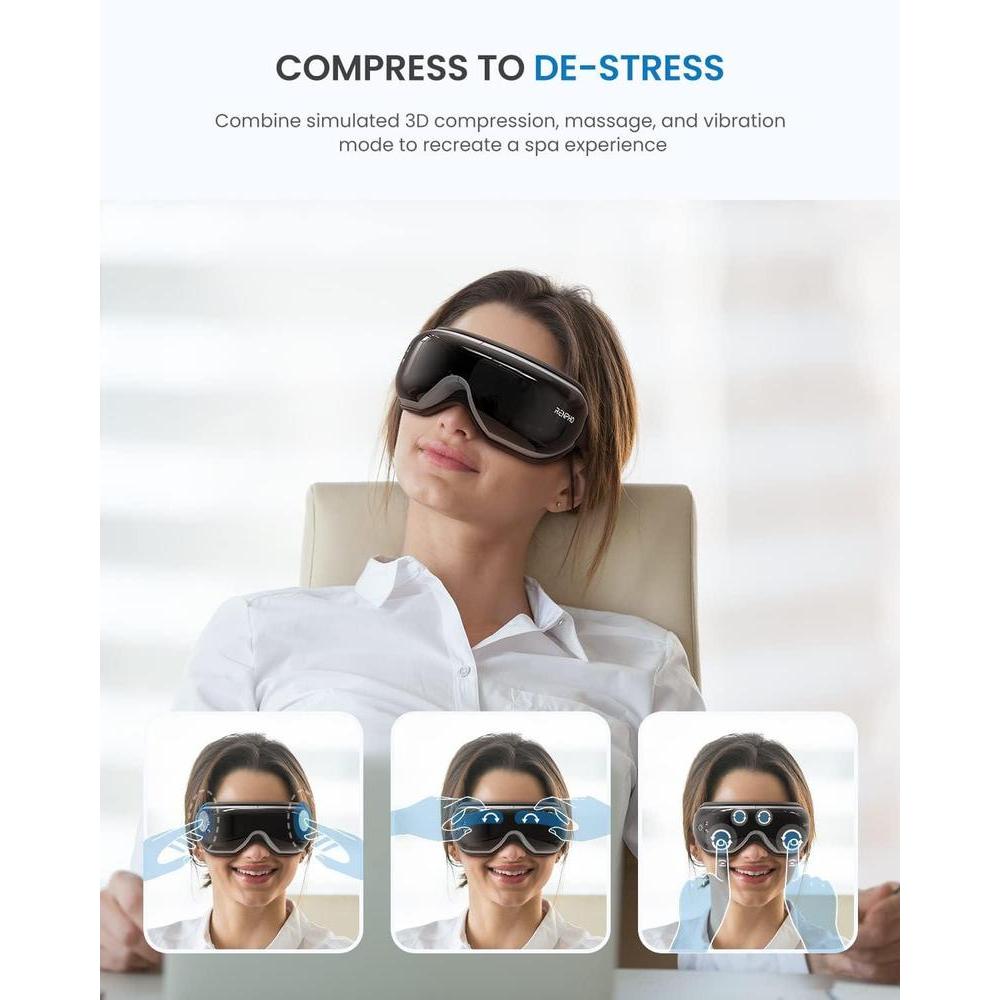RENPHO Masajeador de Ojos con Calor y Música Bluetooth, alivia ojeras, bolsas y ojos secos. Mejora el descanso nocturno
