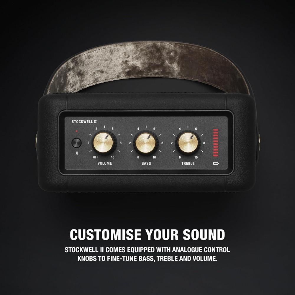 Marshall Stockwell II - Altavoz Bluetooth portátil con más de 20 horas de reproducción, resistente al agua y diseño compacto