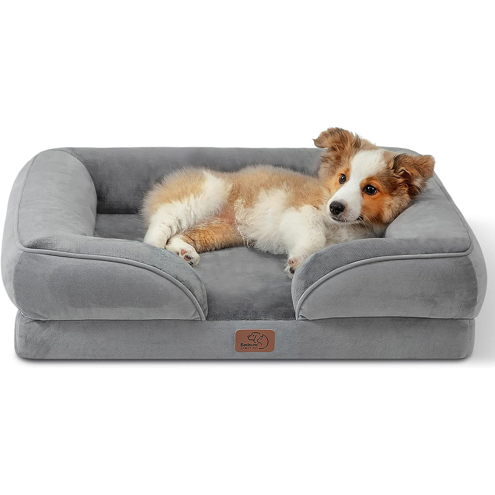Bedsure Cama ortopédica para perros medianos, sofá de espuma con funda extraíble lavable, forro impermeable y sofá inferior antideslizante, cama para mascotas