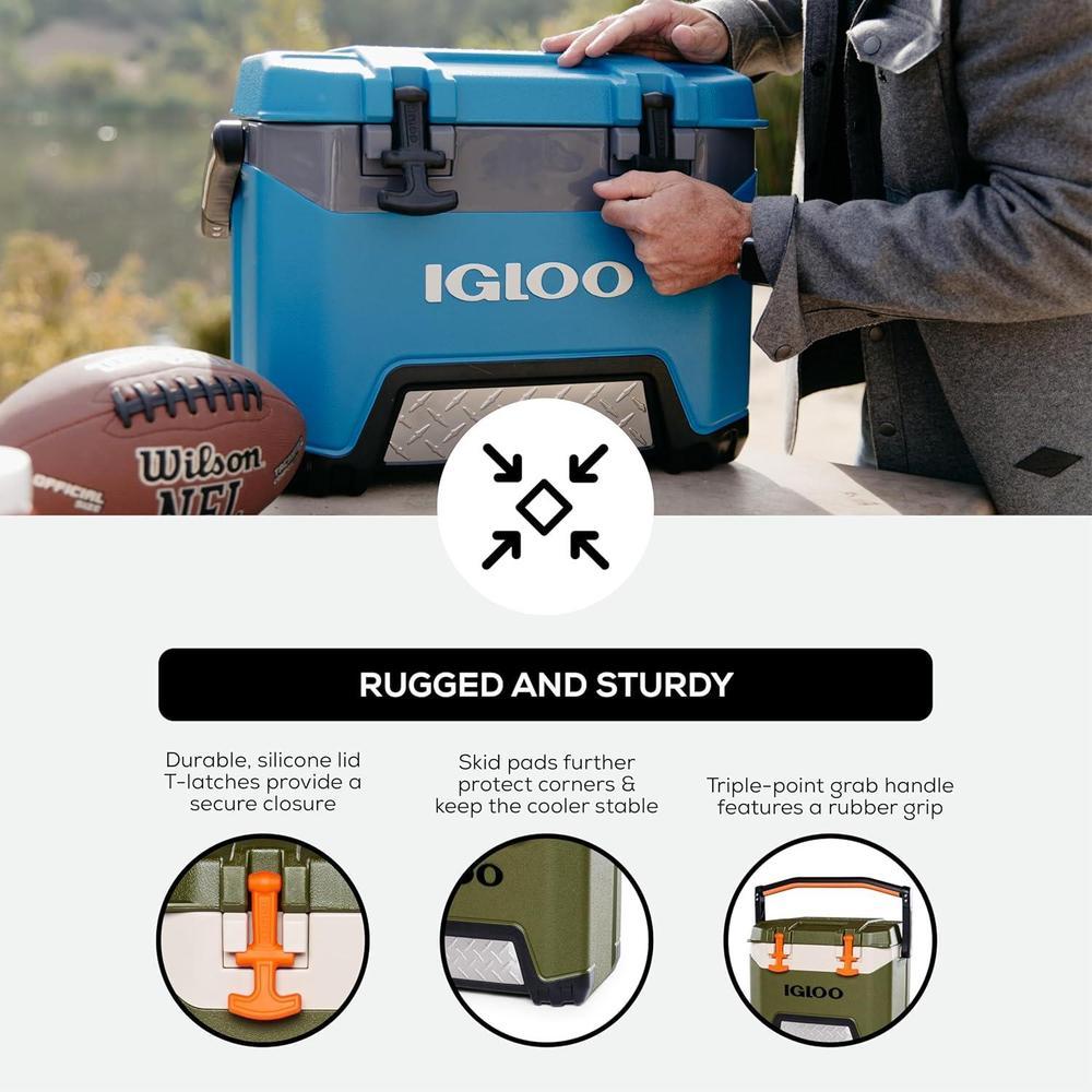 Enfriador Igloo BMX con carcasa aislante y tecnología Cool Riser, cierre seguro, mango reforzado y capacidad de 25 litros