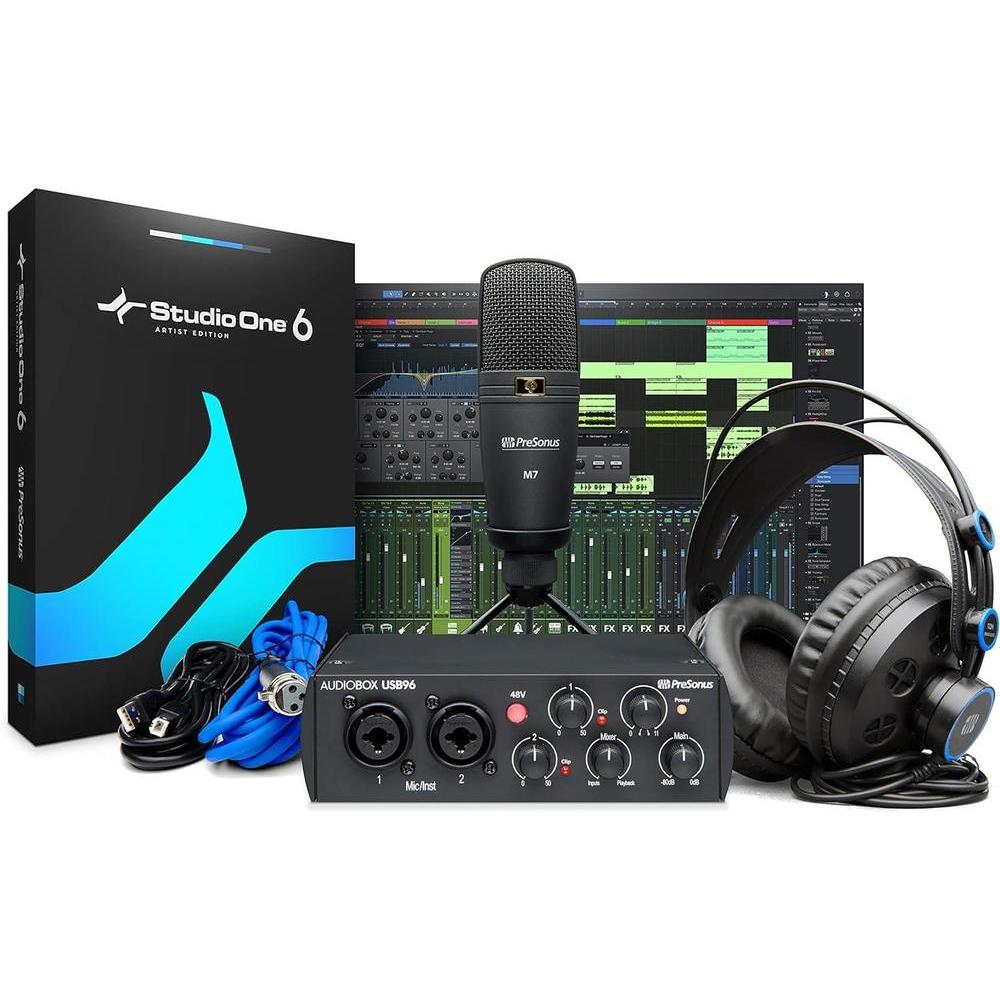 PreSonus AudioBox 96 25th Anniversary Studio Recording Bundle with Studio One Artist DAW Music Production Software