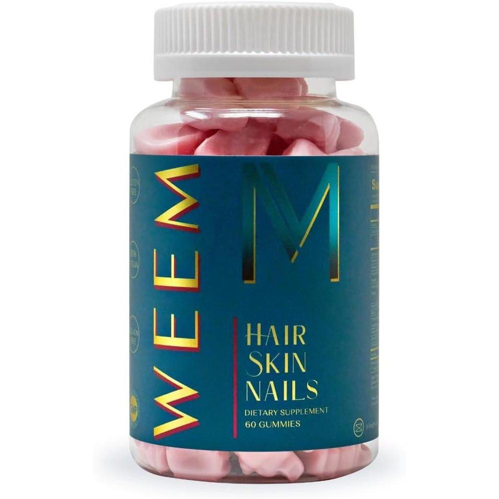 WEEM Gomitas para el cabello, la piel y las uñas, apoya el cabello saludable, vitaminas de biotina vegana para mujeres y hombres que apoyan el crecimiento del cabello más rápido, uñas más fuertes, piel saludable, extra fuerte (1)