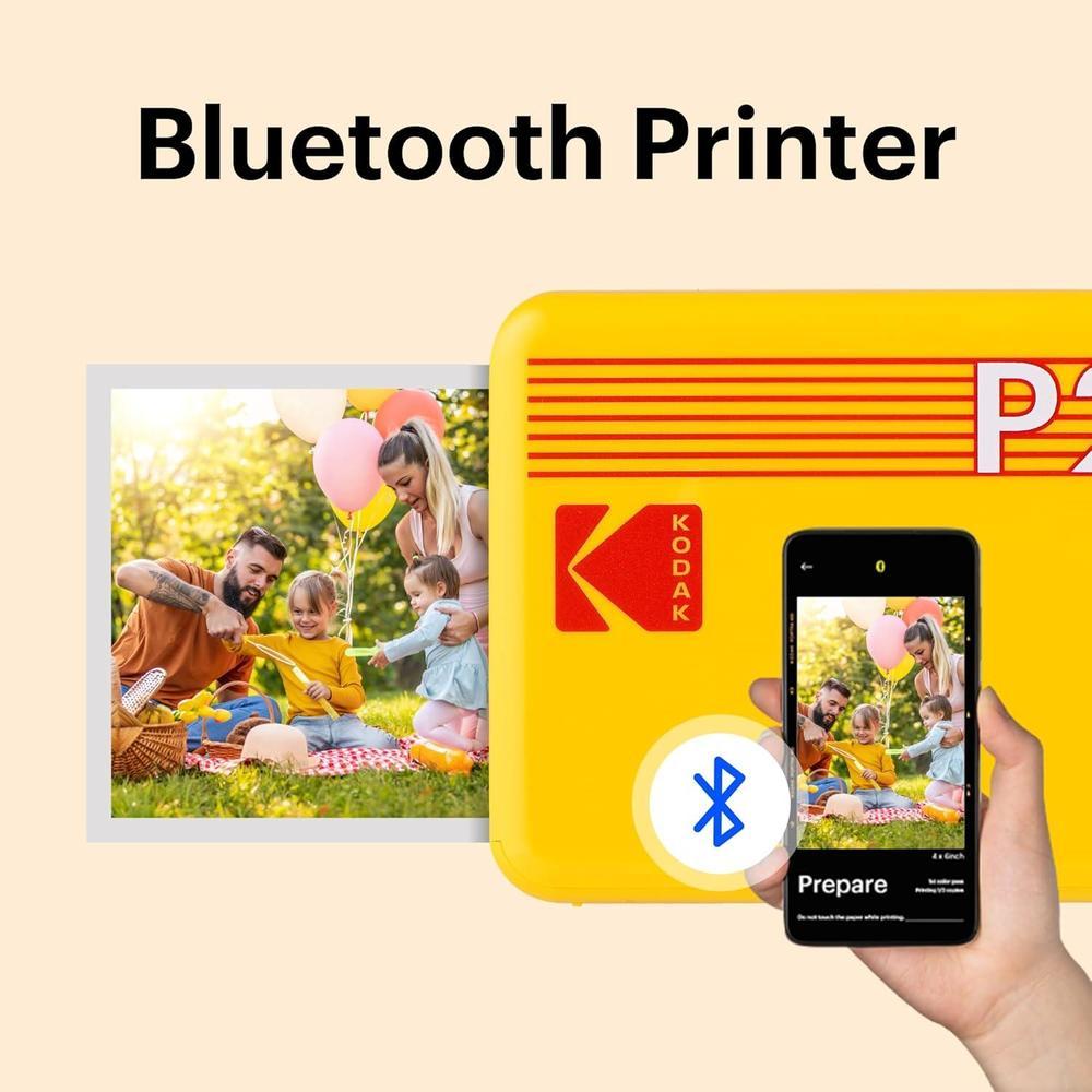 Impresora portátil KODAK Mini 2 Retro, tecnología 4PASS, incluye 68 hojas, color blanco