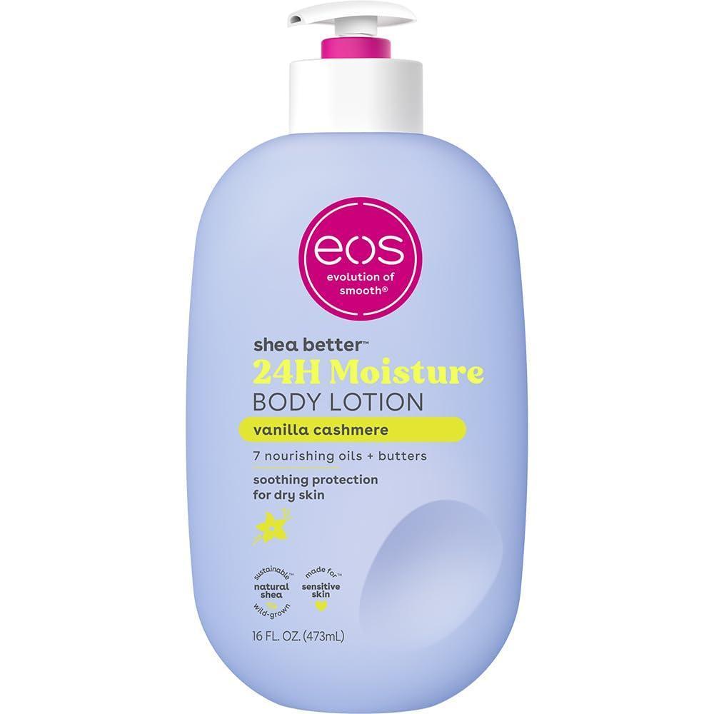 eos Shea Better Body Lotion, 16 fl oz | Vanilla Cashmere, 24-Hour Moisture Skin Care, Lightweight & Non-Greasy, Made with Natural Shea