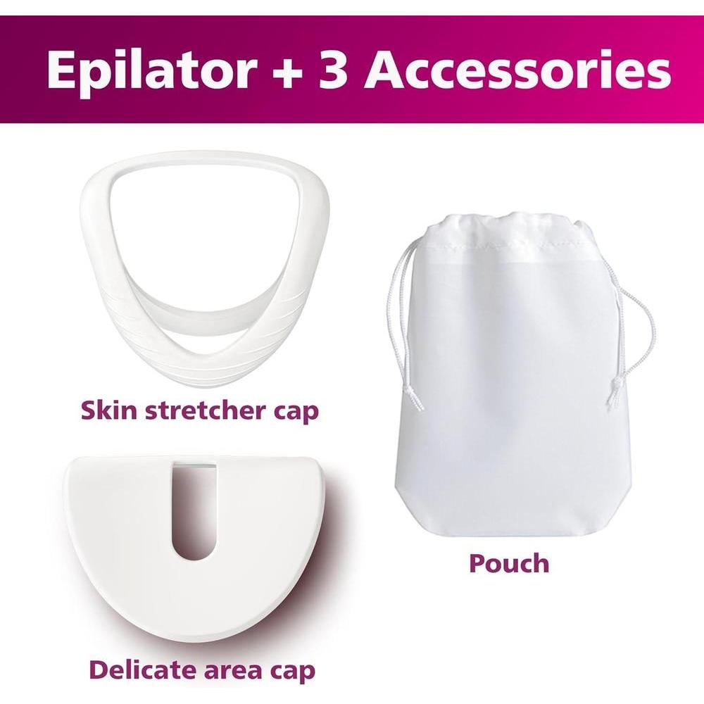 Philips Depiladora Serie 8000 para Mujer, eficiente con discos cerámicos y accesorios. Uso húmedo o seco