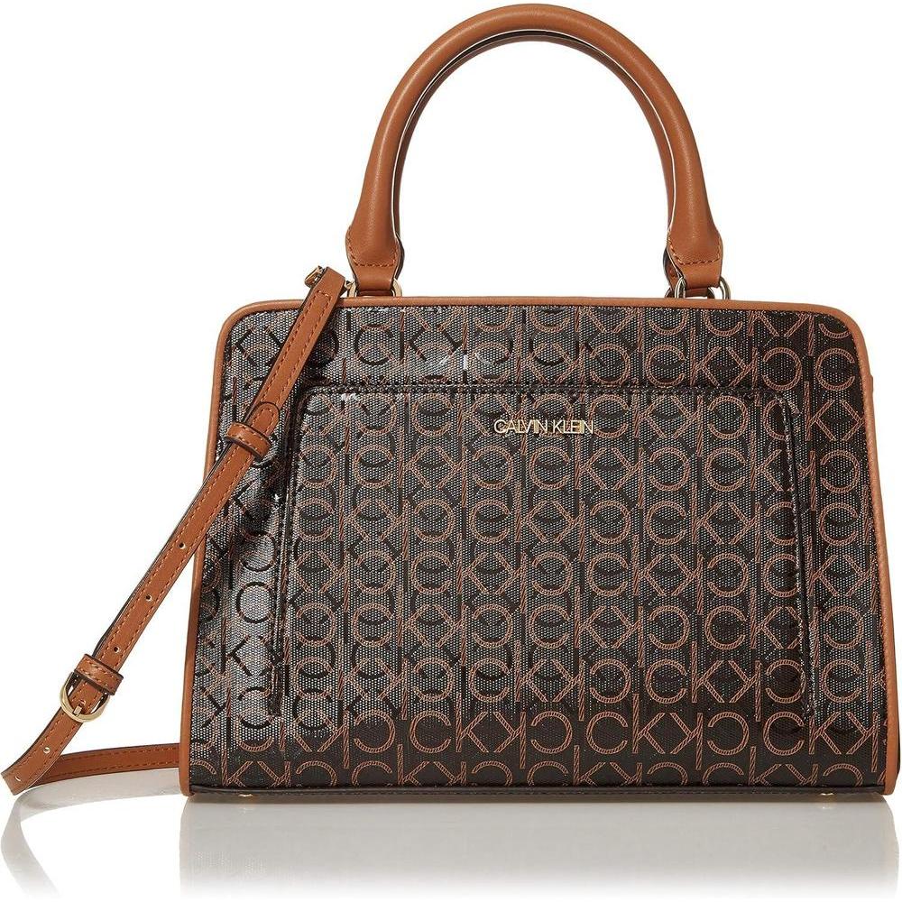 Calvin Klein Margot Textured Logo Emboss Satchel