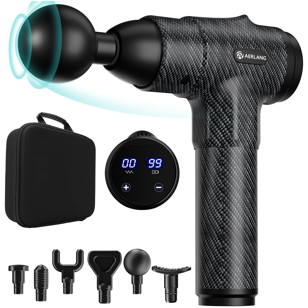 Pistola de Masaje Muscular 20 Velocidades con 6 Cabezales Reemplazables