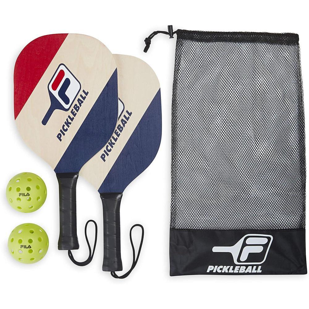 FILA Accessories Pickleball Paddles Set of 2 - Includes 2 Pickleball Rackets, 2 Outdoor Pickleball Balls, Pickleball Racket Game Equipment Mesh Bag