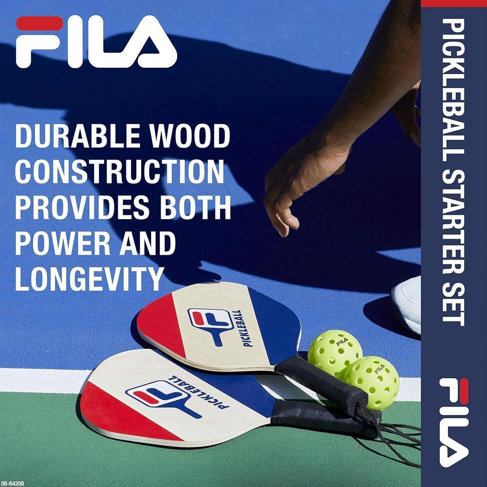 FILA Accessories Juego de 2 palas de pickleball - Incluye 2 raquetas de pickleball, 2 pelotas para exteriores y bolsa de malla
