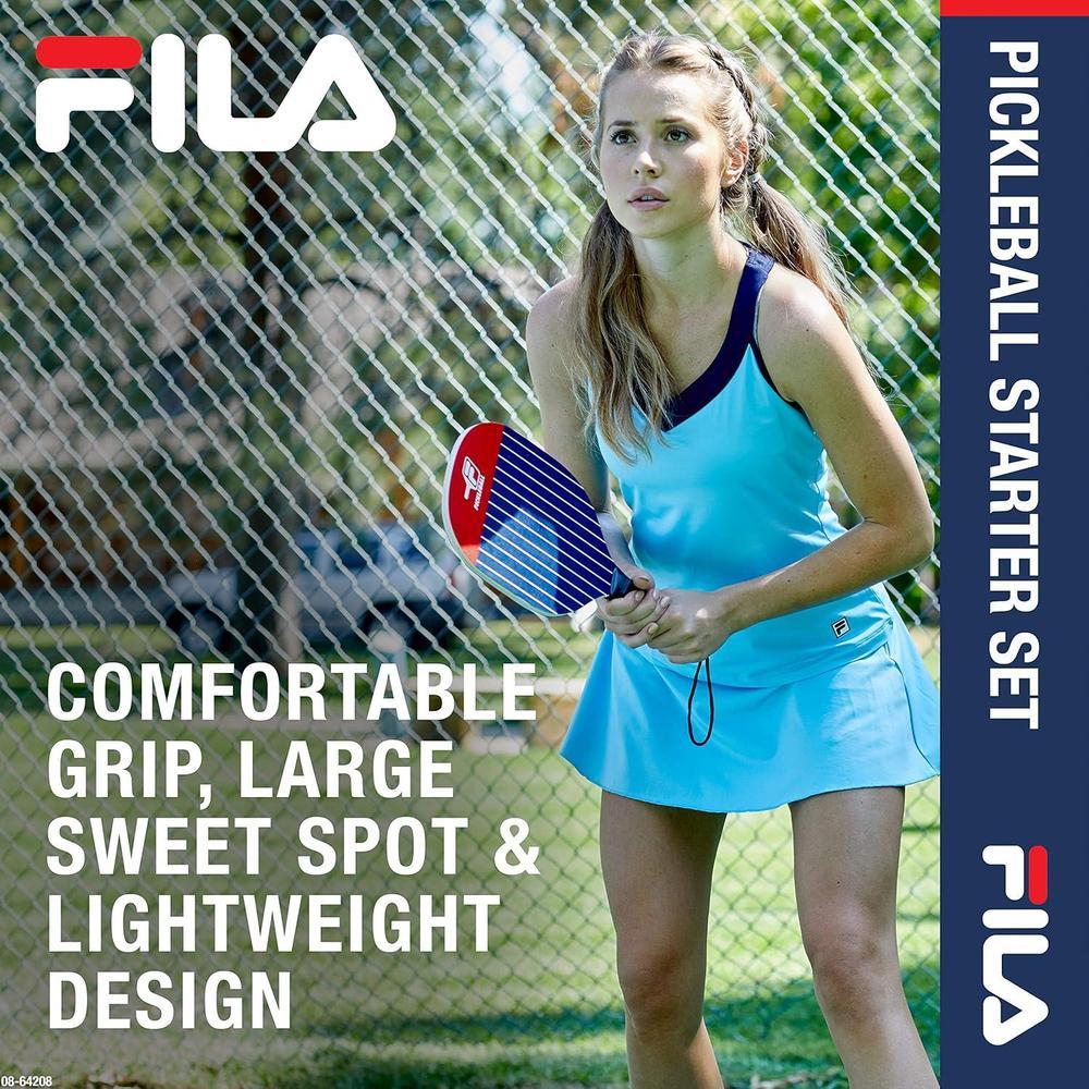FILA Accessories Juego de 2 palas de pickleball - Incluye 2 raquetas de pickleball, 2 pelotas para exteriores y bolsa de malla