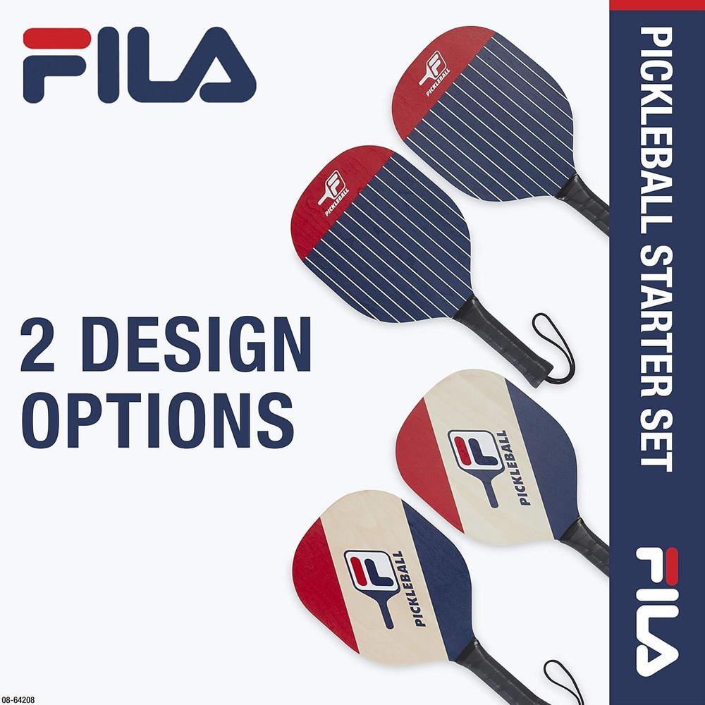 FILA Accessories Juego de 2 palas de pickleball - Incluye 2 raquetas de pickleball, 2 pelotas para exteriores y bolsa de malla