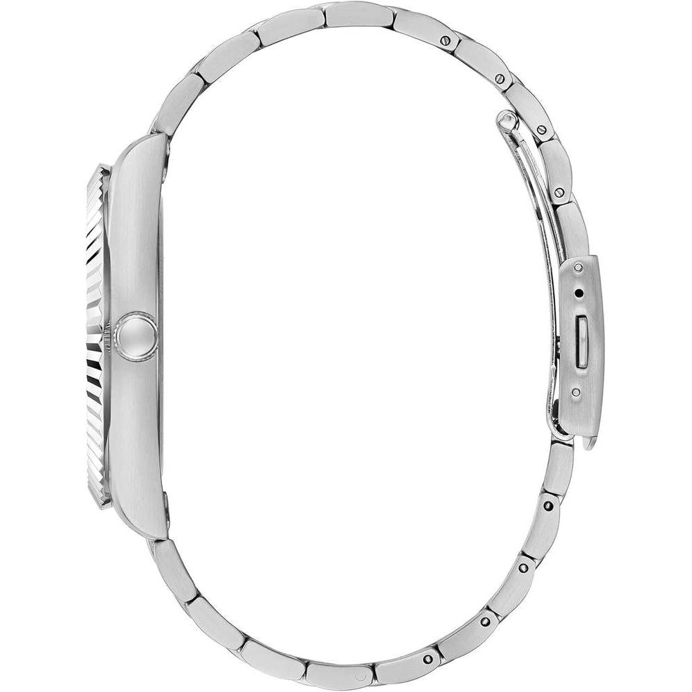 Reloj analógico GUESS plateado con pulsera de eslabones, caja de acero inoxidable y resistencia al agua