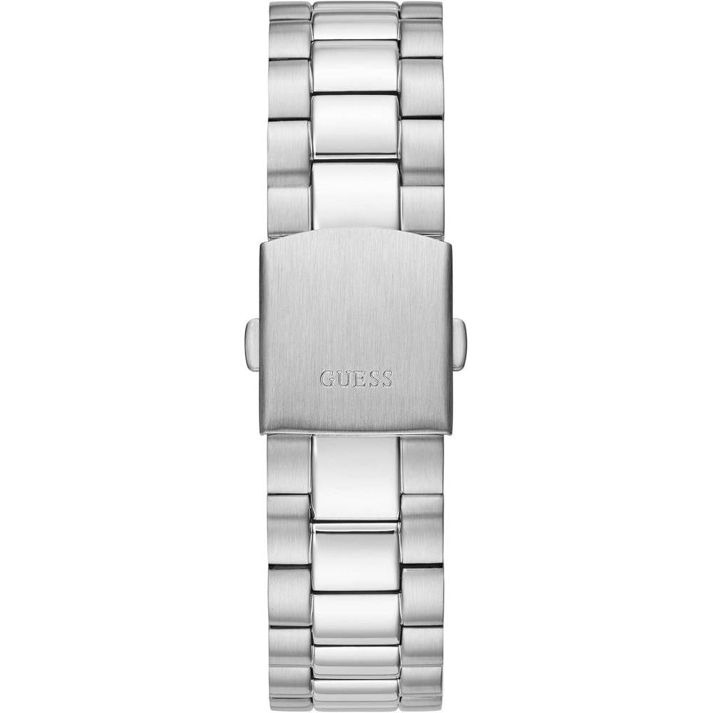 Reloj analógico GUESS plateado con pulsera de eslabones, caja de acero inoxidable y resistencia al agua